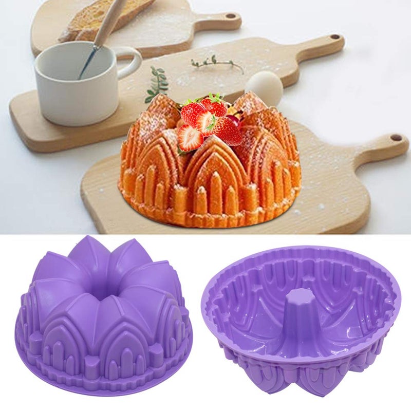 AIFUDA 3 Pcs Silicone Cake Bread Baking Molds - Large Swirl, Castle, and Double Flower Shapes for Birthday Party DIY - Image 5